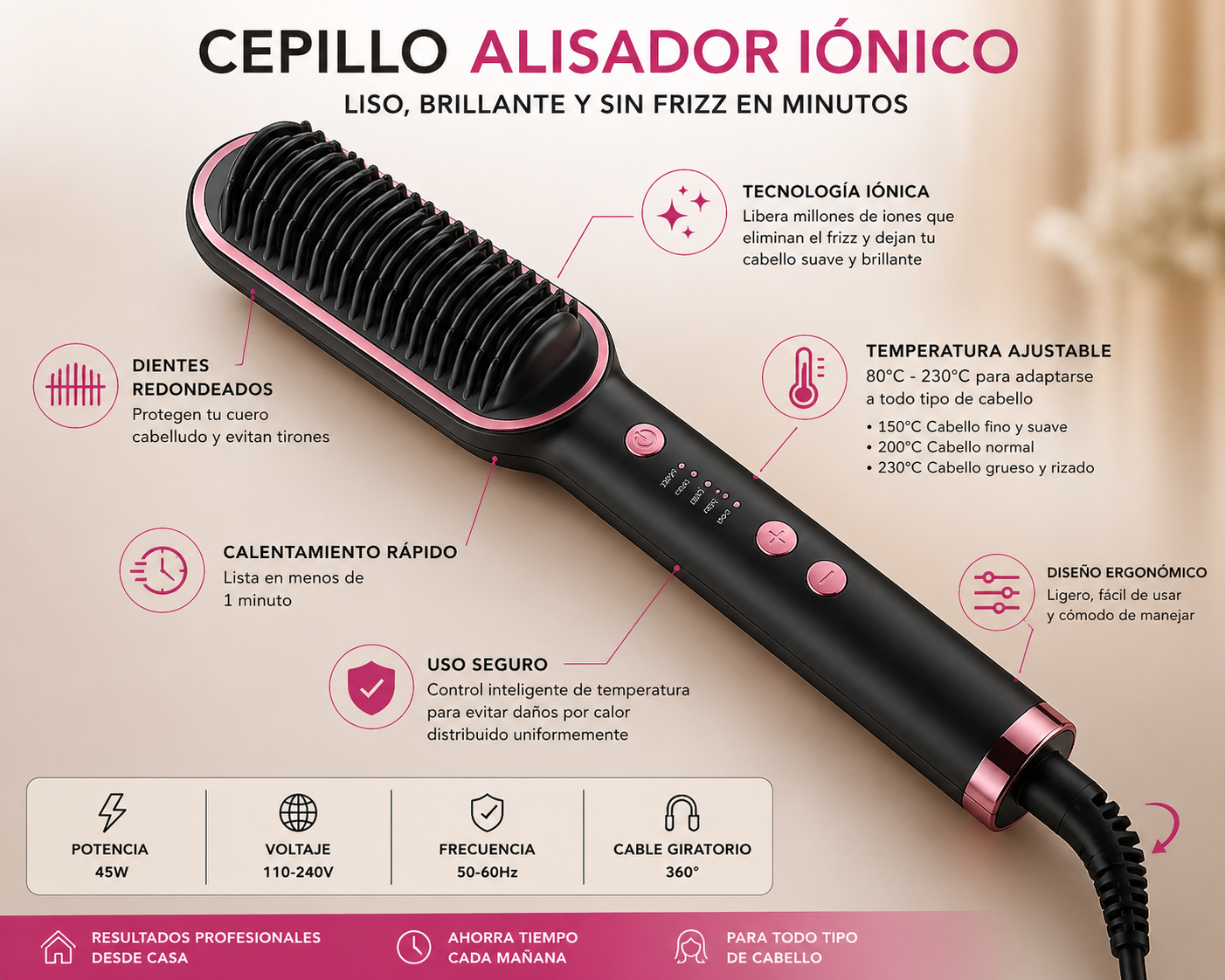 Cepillo alisador 2 en 1