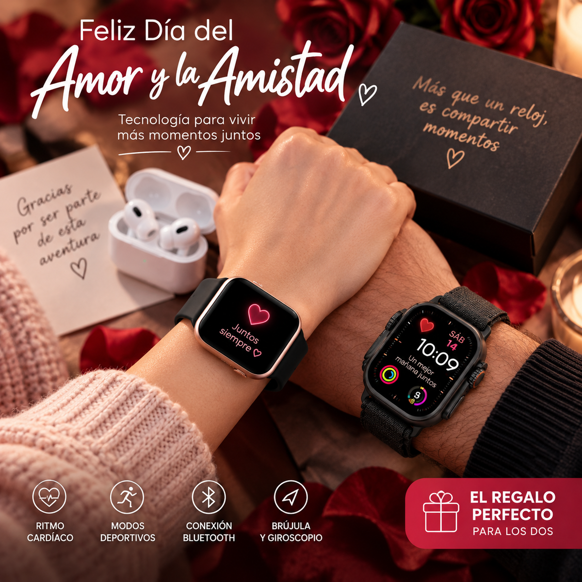 Combo Smartwatch para Parejas 12 en 1 ❤️⌚