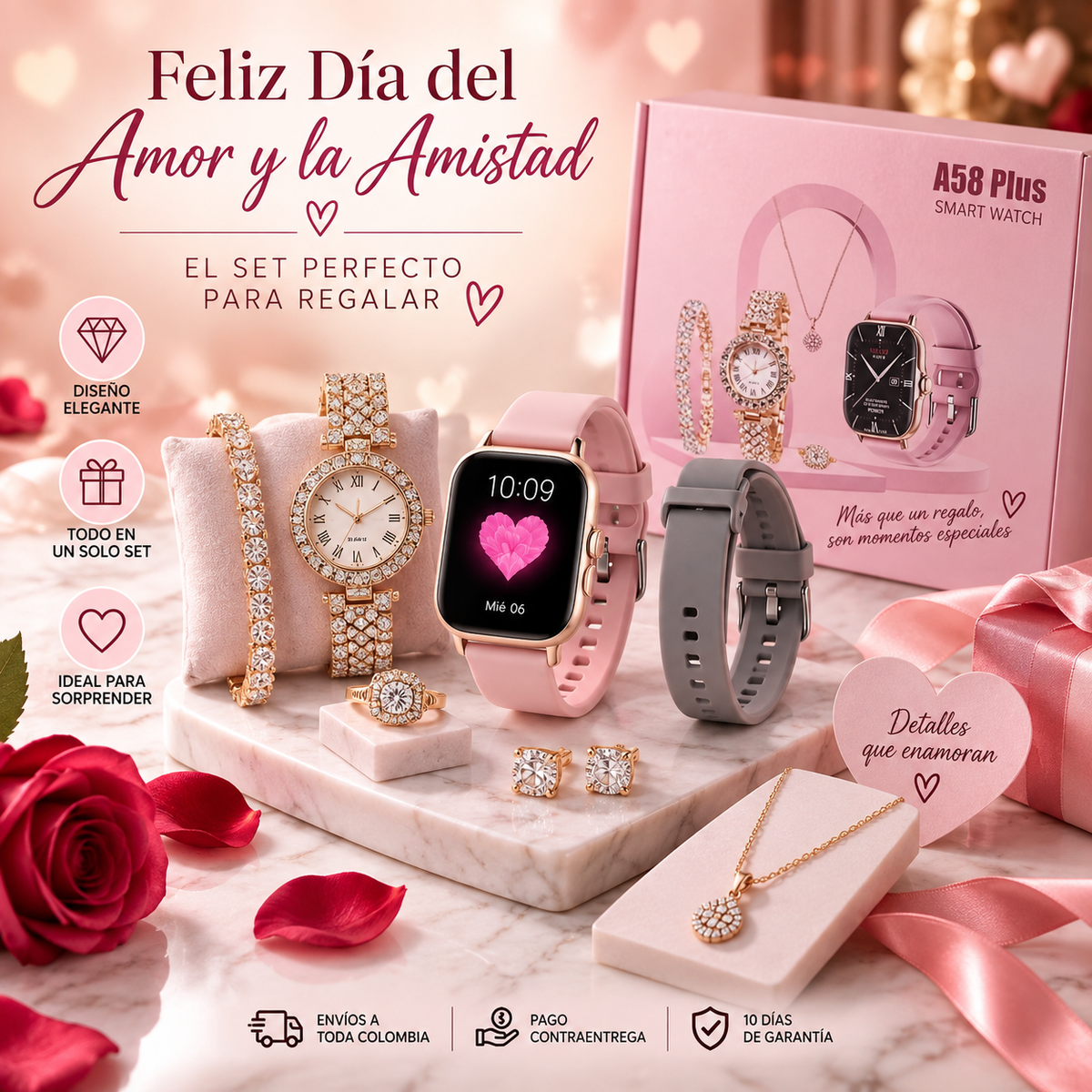 Set de Regalo para Ella ❤️ Smartwatch + Joyería A58