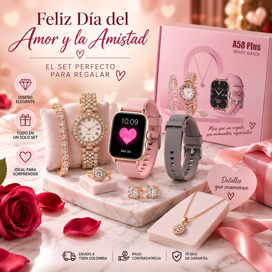 Set de Regalo para Ella ❤️ Smartwatch + Joyería A58