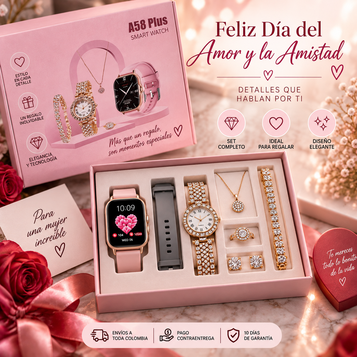 Set de Regalo para Ella ❤️ Smartwatch + Joyería A58