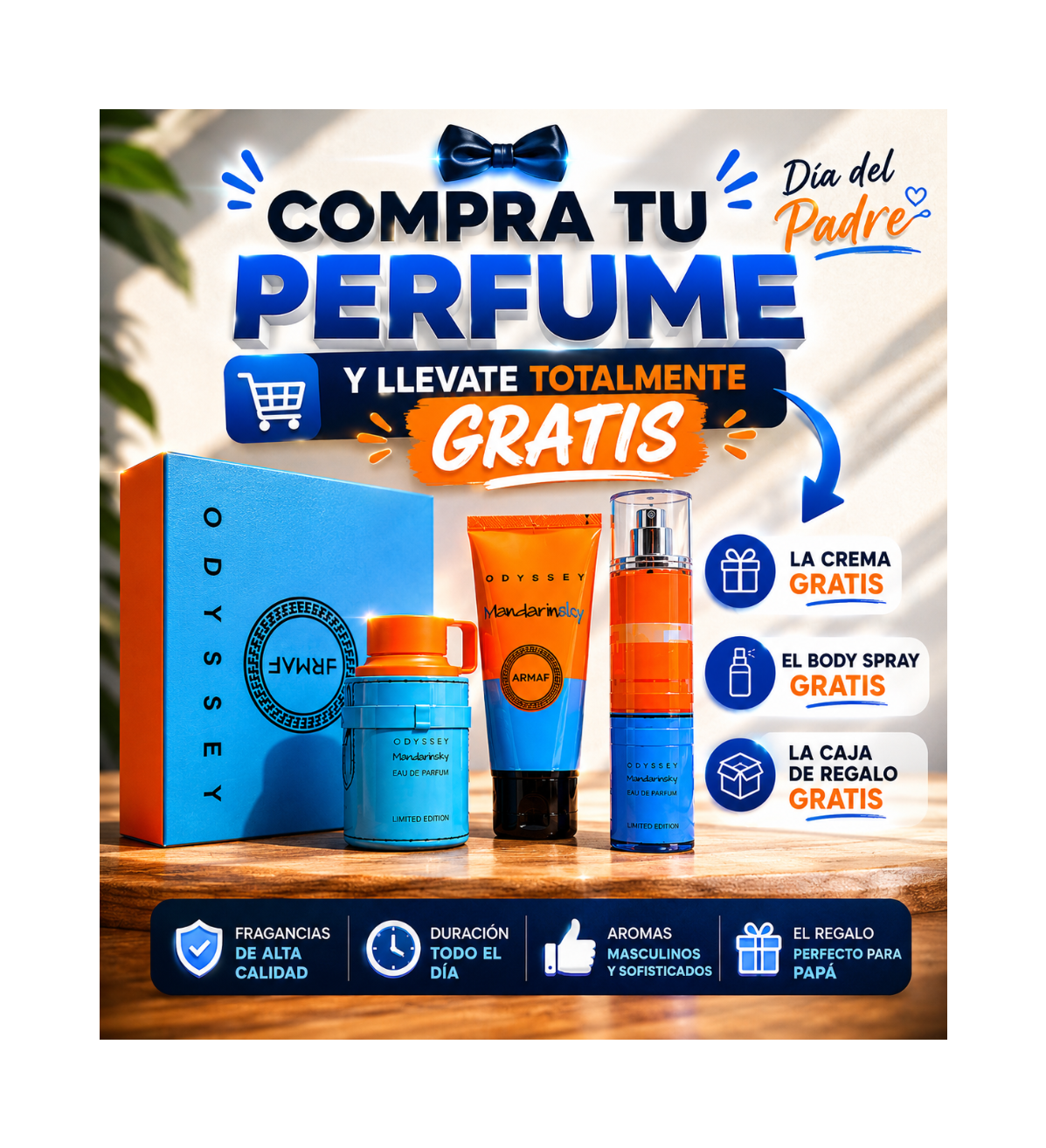🎁 El regalo que papá recordará cada vez que lo use - Combo Mandarin Sky + Crema + Body Spray GRATIS